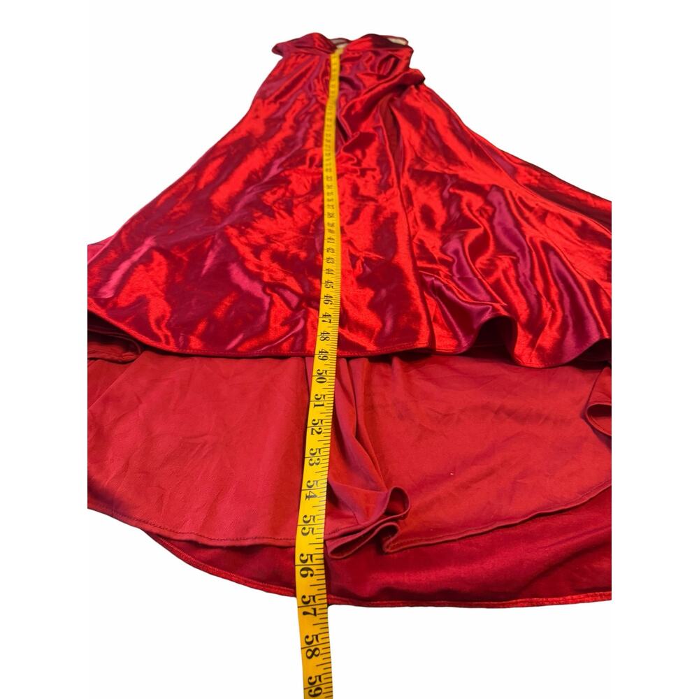 STACEES Red Satin Corset Gown Thigh-High Slit - Size 8 - Picture 8 of 16